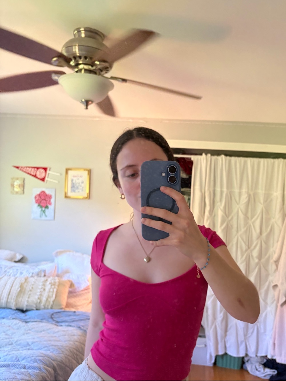 Urban Outfitters Raspberry Pink Square-Neck Crop Top